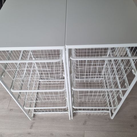 2x Ikea trådhyller med toppbord