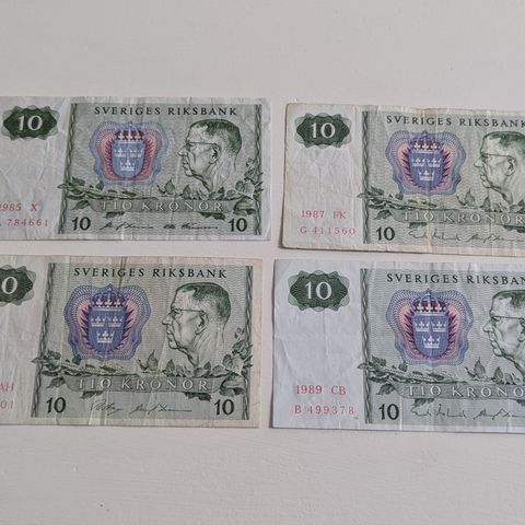 4 svenske 10-kronesedler