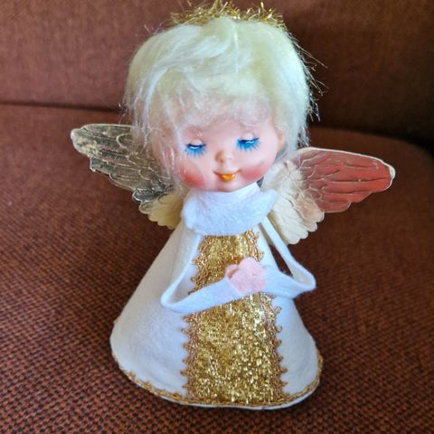 Vintage engel i papp med plasthode
