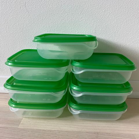 IKEA PRUTA Food container, set of 10, transparent/green