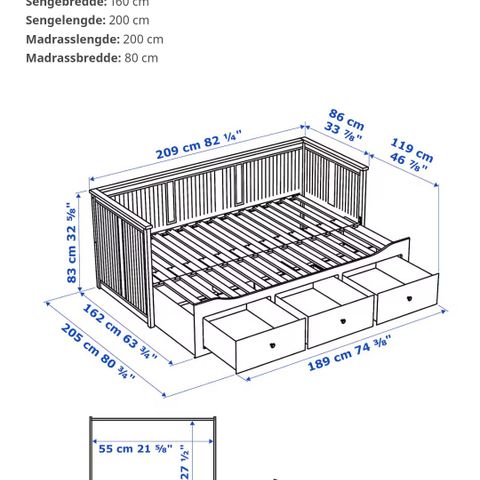 Hemnes seng fra Ikea