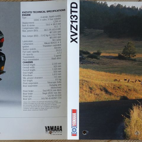 Yamaha XVZ13TD 1989 brosjyre