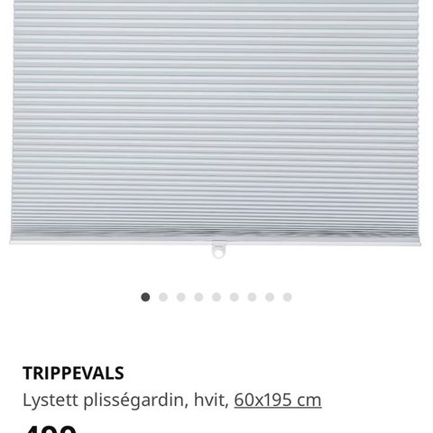 TRIPPEVALS Lystett plisségardin, GRÅ farge, 60x195 cm