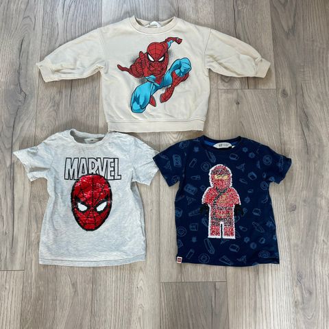 Liten klespakke med Ninjago og Spiderman størrelse 104