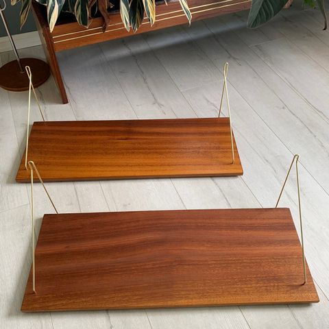 2 Store  teak retro string hyller