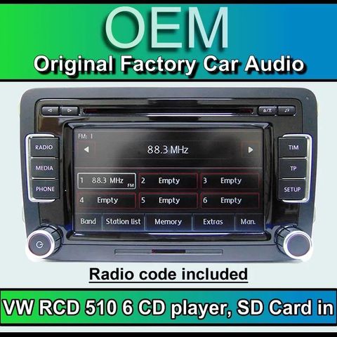 VW Golf MK6 car stereo, RCD 510 radio 6 CD changer, touchscreen SD card

OEM