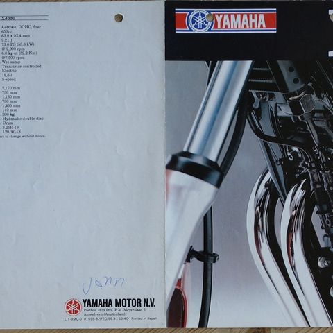 Yamaha XJ 750/650 brosjyre