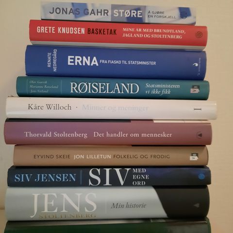 Biografier, norske politikere. Ti bøker, kr 200,-