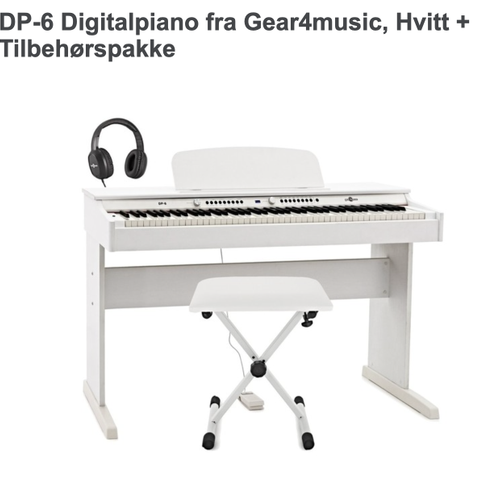 DP-6 Digitalpiano fra Gear4music, Hvitt + Tilbehørspakke