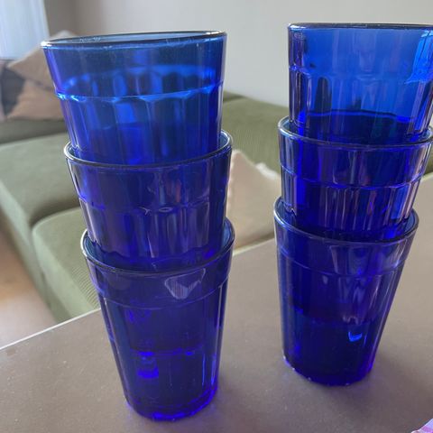 6 blå glass
