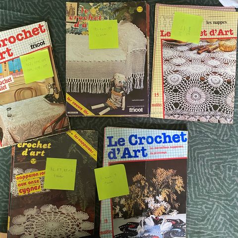 Hekleoppskrifter,  blader fra 1980 -tallet -  kr 25,-/  hefte-  FRANSK TEKST