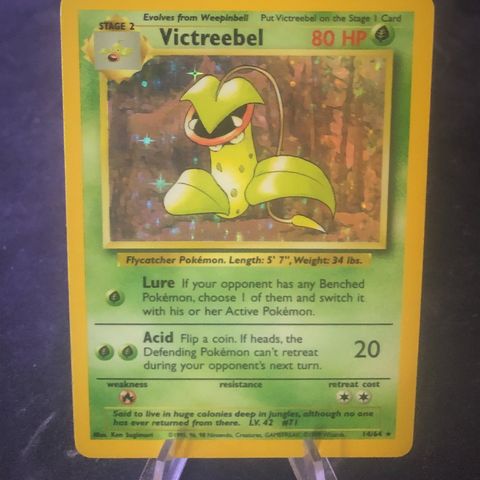 Pokemon TCG Victreebel 14/64 Holo - Error-kort ingen "Jungle" stamp