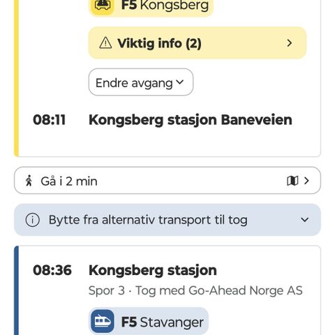 Togbillett Oslo-Kristiansand 16.juli