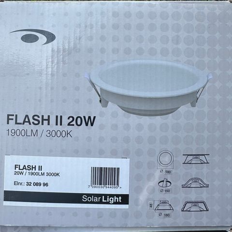 Stor downlight Flash II 20W 1900Lm 3000K, 5stk