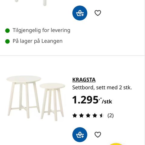 2 sidebord fra IKEA kragsta