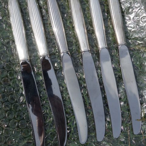 6 Bestikk kniver i sølv