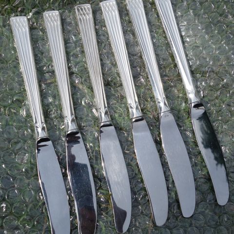 6 Bestikk kniver i sølv