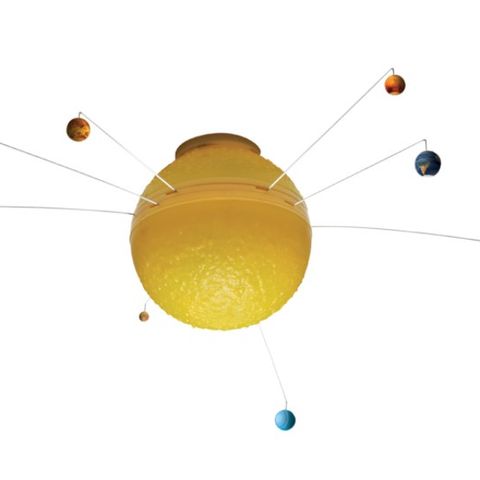 Solsystem til taket. Med lys og roterende solsystem med 8 planeter.