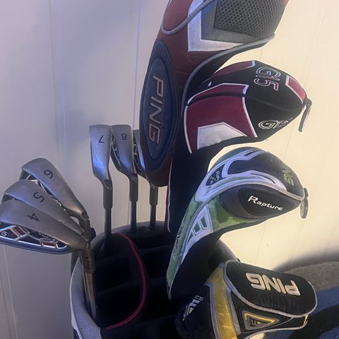 Ping G15 Jernsett 4-9, G10 driver, G15, 20 Rapture v2 Hybrid,  putter, Golfbag