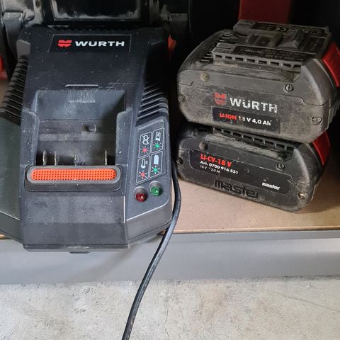 Würth 18v batteri og lader