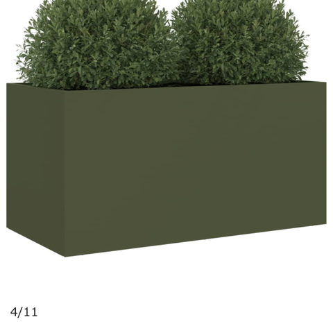2 stk Plantekasse olivengrønn 62x30x29 cm kaldvalset stål