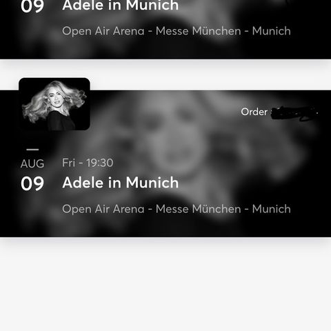 To billetter til Adele i München