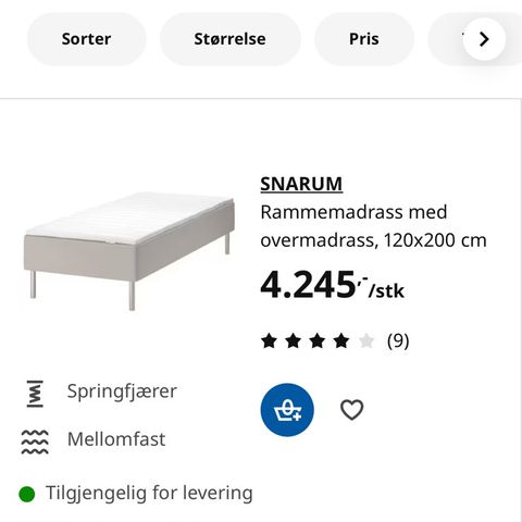 IKEA seng  med overmadrass