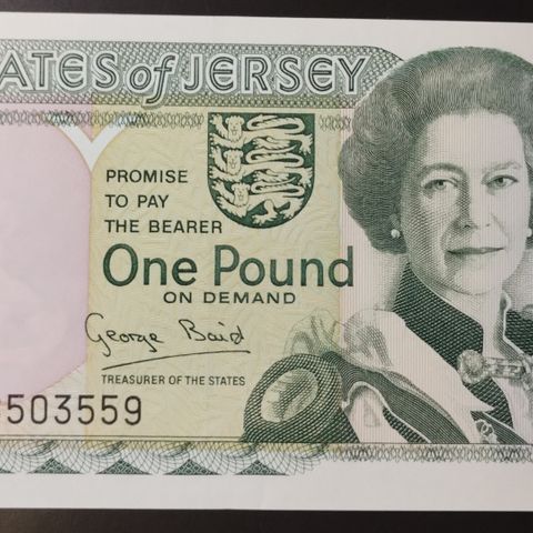 Området Jersey 1 pound 1993 UNC NY PRIS