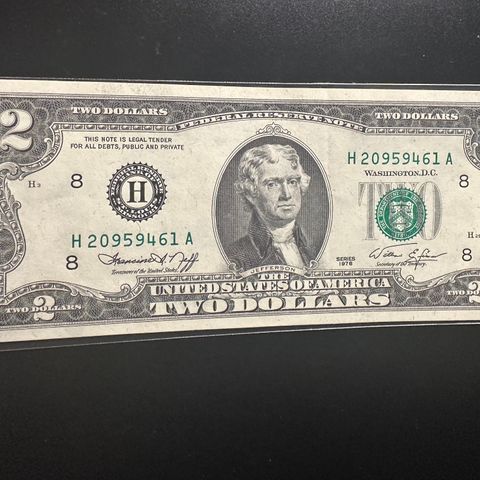 Two Dollar Usa, serie1976, usirkulert kvalitet (646 AO)