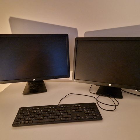 2x HP E231 PC skjermer og tastatur