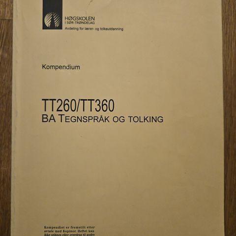 Kompendium TT260/TT360. BA Tegnspråk og tolking