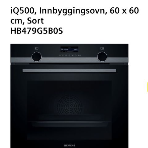 Siemens IQ500 Innbyggingsovn, Sort HB479G5B0S