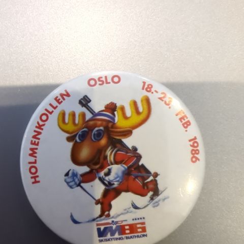 Holmenkollen Oslo 18-23 februar 1986 button - VM i skyskyting 1986