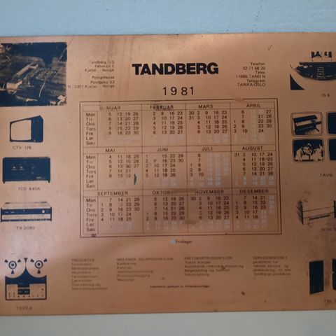 Tandbergkalender 1981.