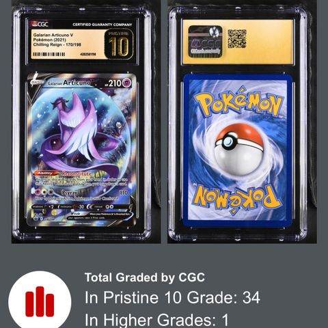 Galarian Articuno V #170 CGC PRISTINE