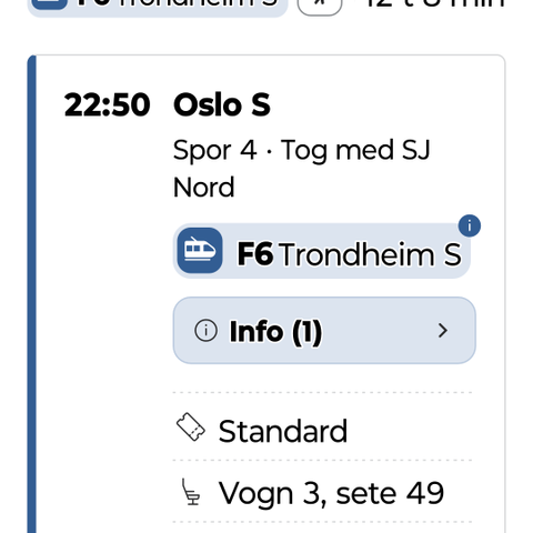 18 juli Oslo S- Grong 1 voksen inkl. 2 små hunder