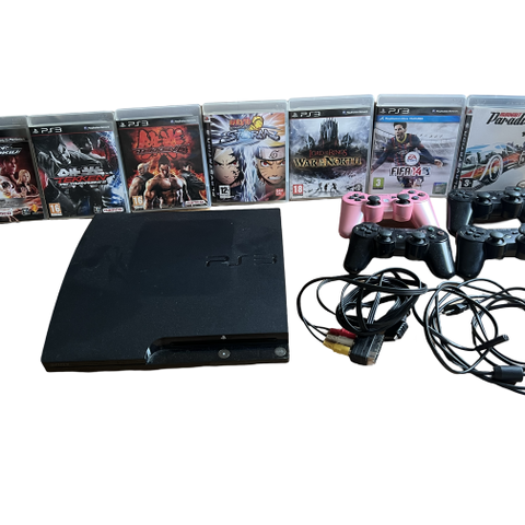 Sony PlayStation 3, 40 - 80GB, PS3 spill og 4 kontroller.