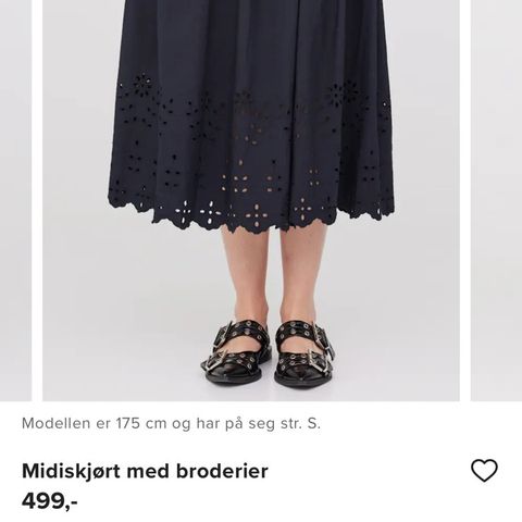 Midiskjørt med broderier til salgs