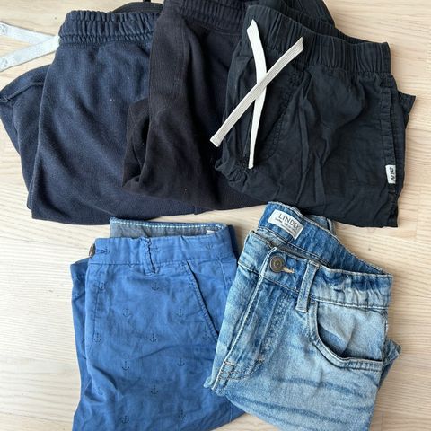 Shorts 5 stk, str 134 og 134/140, hm