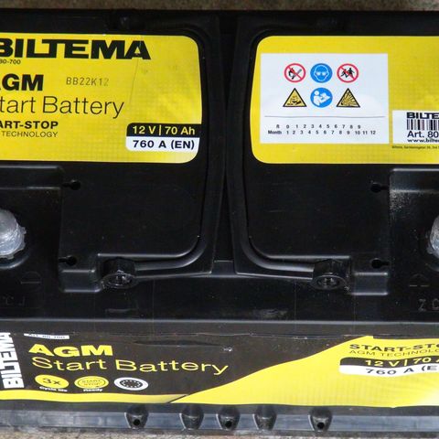 Bilbatteri Biltema AGM 70Ah