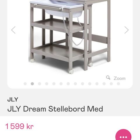 JLY Dream Stellebord Med Uttrekkbar Badebalje, Warm Grey