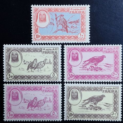 De Forente Arabiske Emirater 1963 - Fujeira fugler - Uutgitt 5 frimerker set