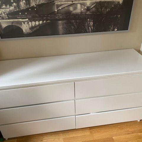 IKEA MALM KOMMODE m/ GLASSPLATE!