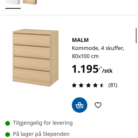 Helt ny ferdigmontert malmkommode