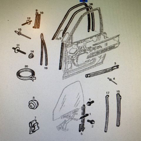 Glassføringspakning venstre fordør    Astra F   3dørs   92-98