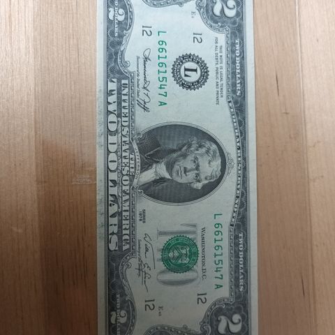 Dollarseddel (To dollar) - 1976
