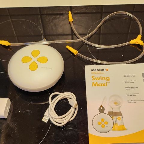 Medela Swing Maxi dobbel elektrisk brystpumpe med lader og ekstra utstyr