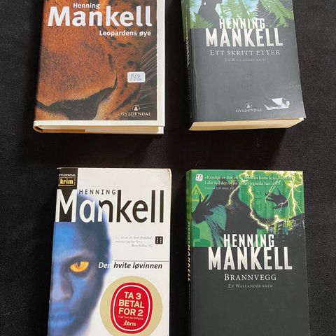 Bøker av Henning Mankell. 10kr pr bok