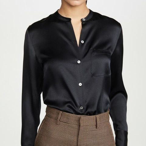 Vince Slim Fitted Band Collar Blouse