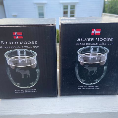 Flaarønning silver moose thermoglass nye i eske